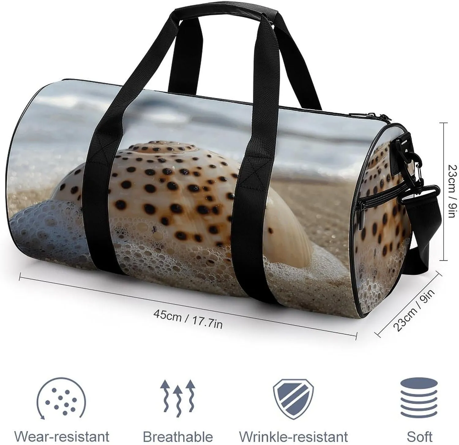 Sports Gym Bag for Women Men Travel Duffel Bag Shells on The Beach Weekender Bag Canvas Carry on Overnight Bag for Travel Swimming Fitness Workout Sports Duffle Bag, 17.7in/9in/9in, style-2-1