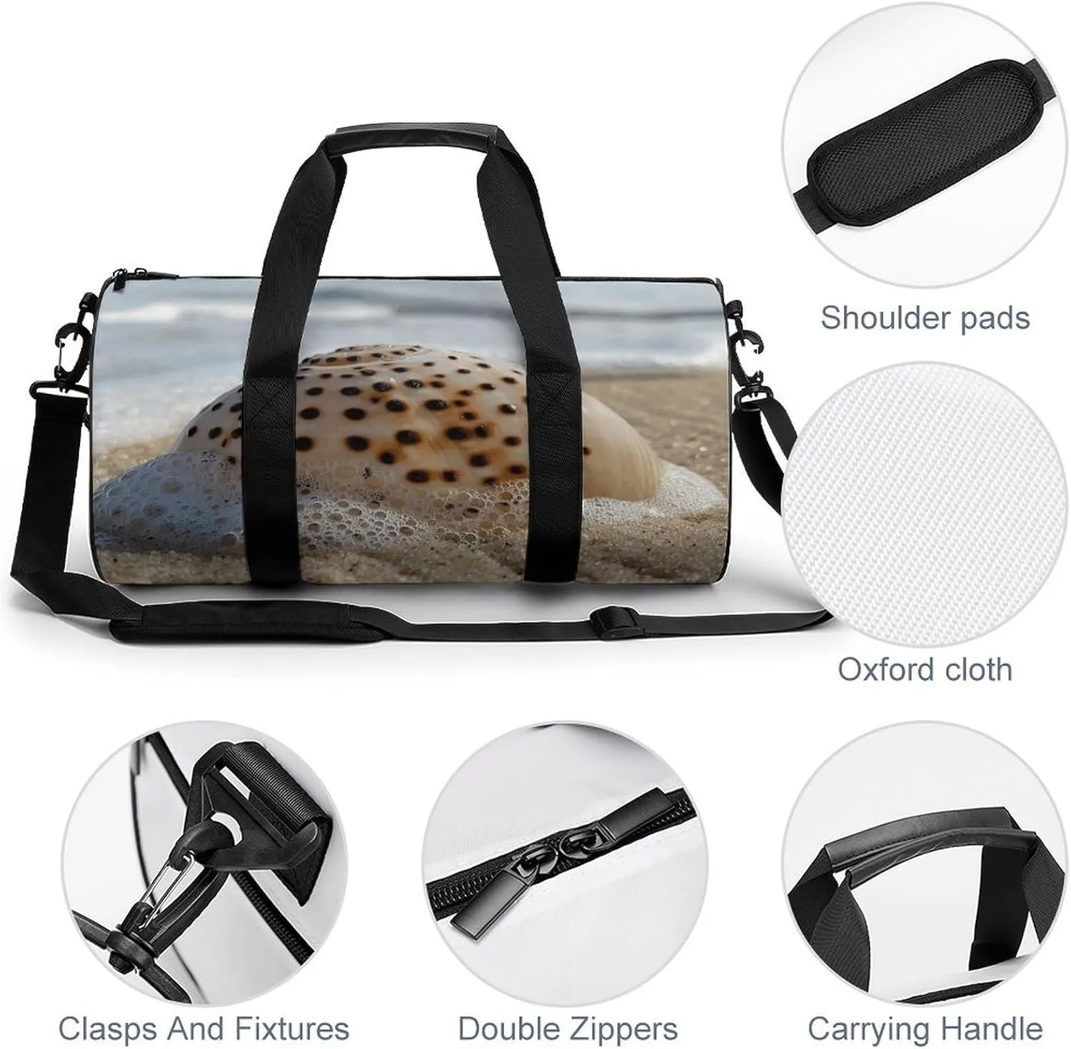 Sports Gym Bag for Women Men Travel Duffel Bag Shells on The Beach Weekender Bag Canvas Carry on Overnight Bag for Travel Swimming Fitness Workout Sports Duffle Bag, 17.7in/9in/9in, style-2-1