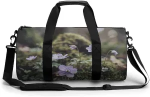 Sports Gym Bag for Women Men Travel Duffel Bag Small Purple Anemone Weekender Bag Canvas Carry on Overnight Bag for Travel Swimming Fitness Workout Sports Duffle Bag