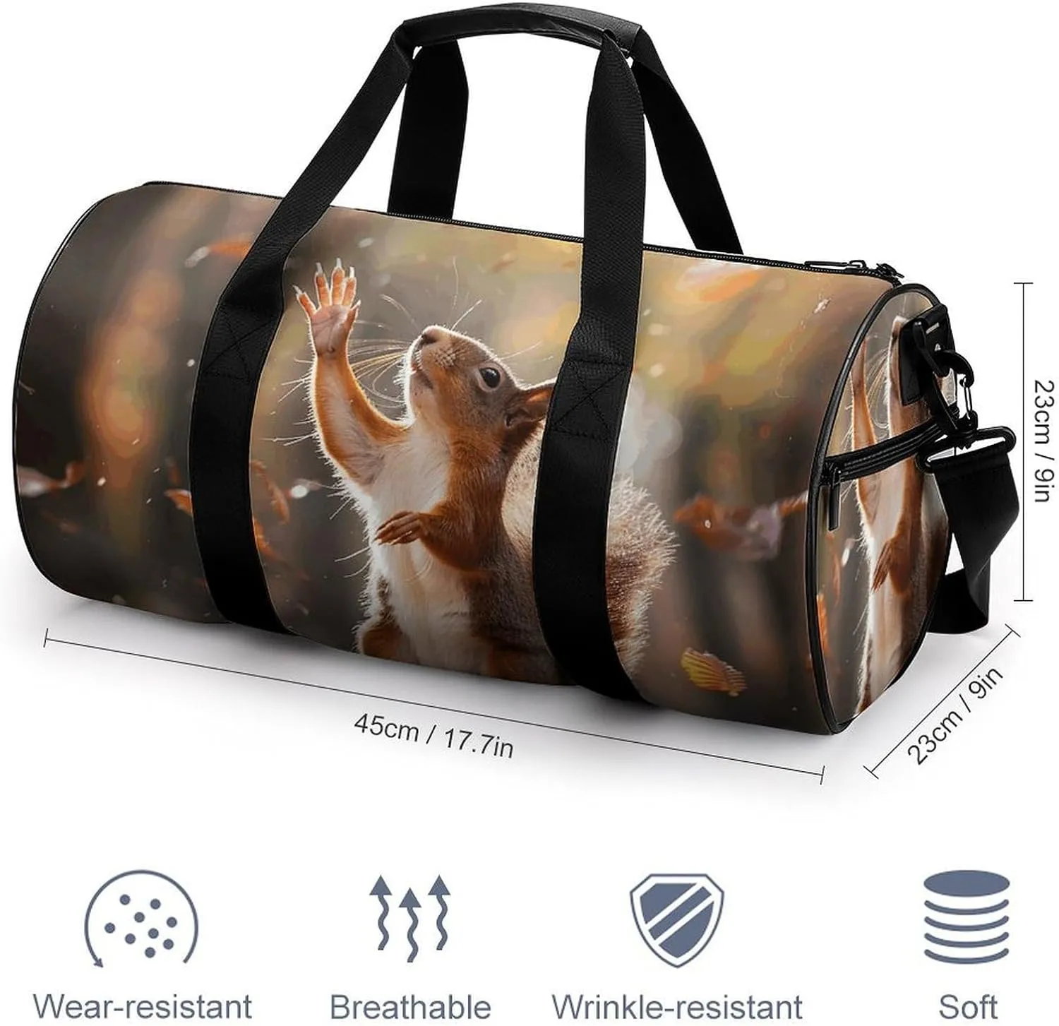 Sports Gym Bag for Women Men Travel Duffel Bag Standing on Hind Legs Weekender Bag Canvas Carry on Overnight Bag for Travel Swimming Fitness Workout Sports Duffle Bag