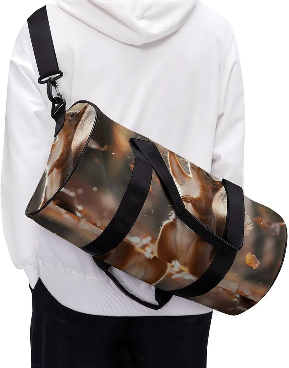 Sports Gym Bag for Women Men Travel Duffel Bag Standing on Hind Legs Weekender Bag Canvas Carry on Overnight Bag for Travel Swimming Fitness Workout Sports Duffle Bag