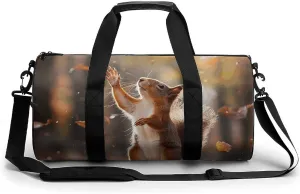 Sports Gym Bag for Women Men Travel Duffel Bag Standing on Hind Legs Weekender Bag Canvas Carry on Overnight Bag for Travel Swimming Fitness Workout Sports Duffle Bag