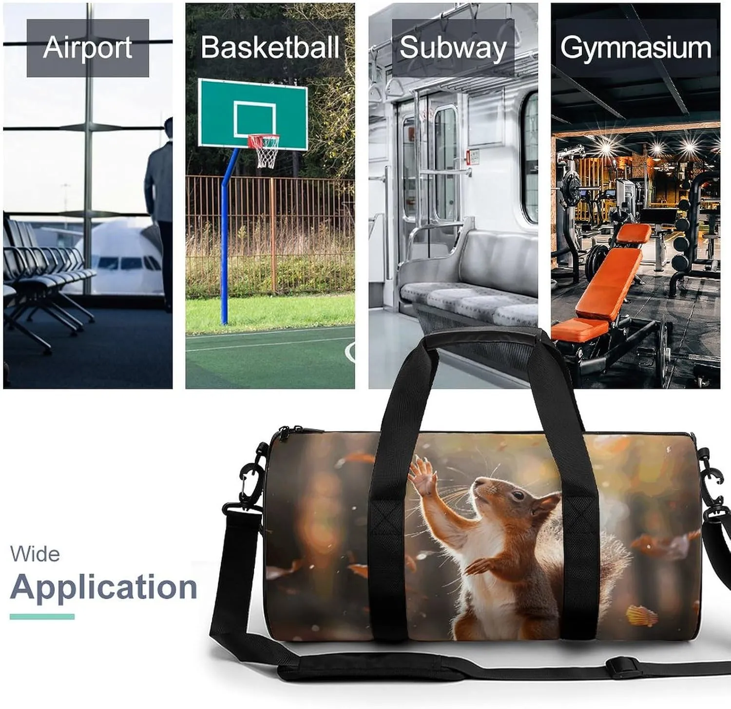 Sports Gym Bag for Women Men Travel Duffel Bag Standing on Hind Legs Weekender Bag Canvas Carry on Overnight Bag for Travel Swimming Fitness Workout Sports Duffle Bag