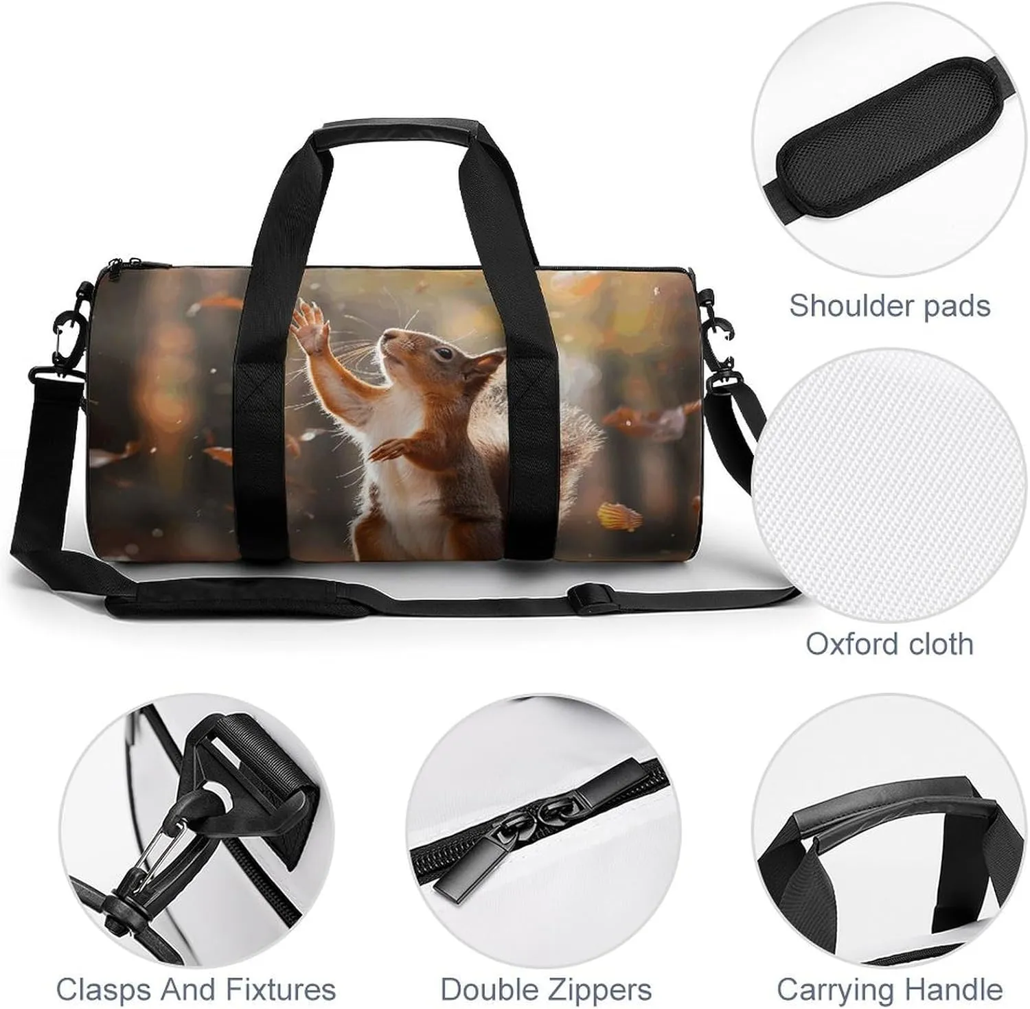 Sports Gym Bag for Women Men Travel Duffel Bag Standing on Hind Legs Weekender Bag Canvas Carry on Overnight Bag for Travel Swimming Fitness Workout Sports Duffle Bag