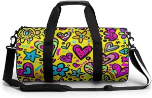 Sports Gym Bag for Women Men Travel Duffel Bag Swirls And Dots Weekender Bag Canvas Carry on Overnight Bag for Travel Swimming Fitness Workout Sports Duffle Bag