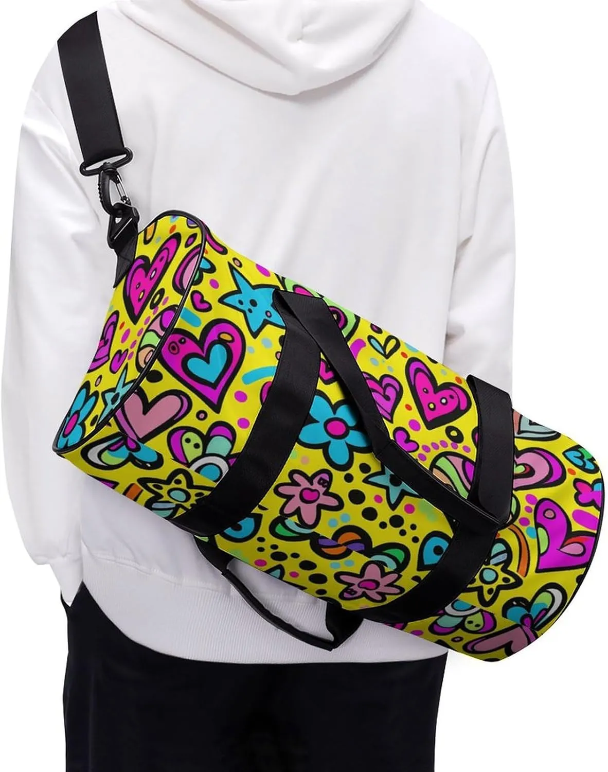 Sports Gym Bag for Women Men Travel Duffel Bag Swirls And Dots Weekender Bag Canvas Carry on Overnight Bag for Travel Swimming Fitness Workout Sports Duffle Bag