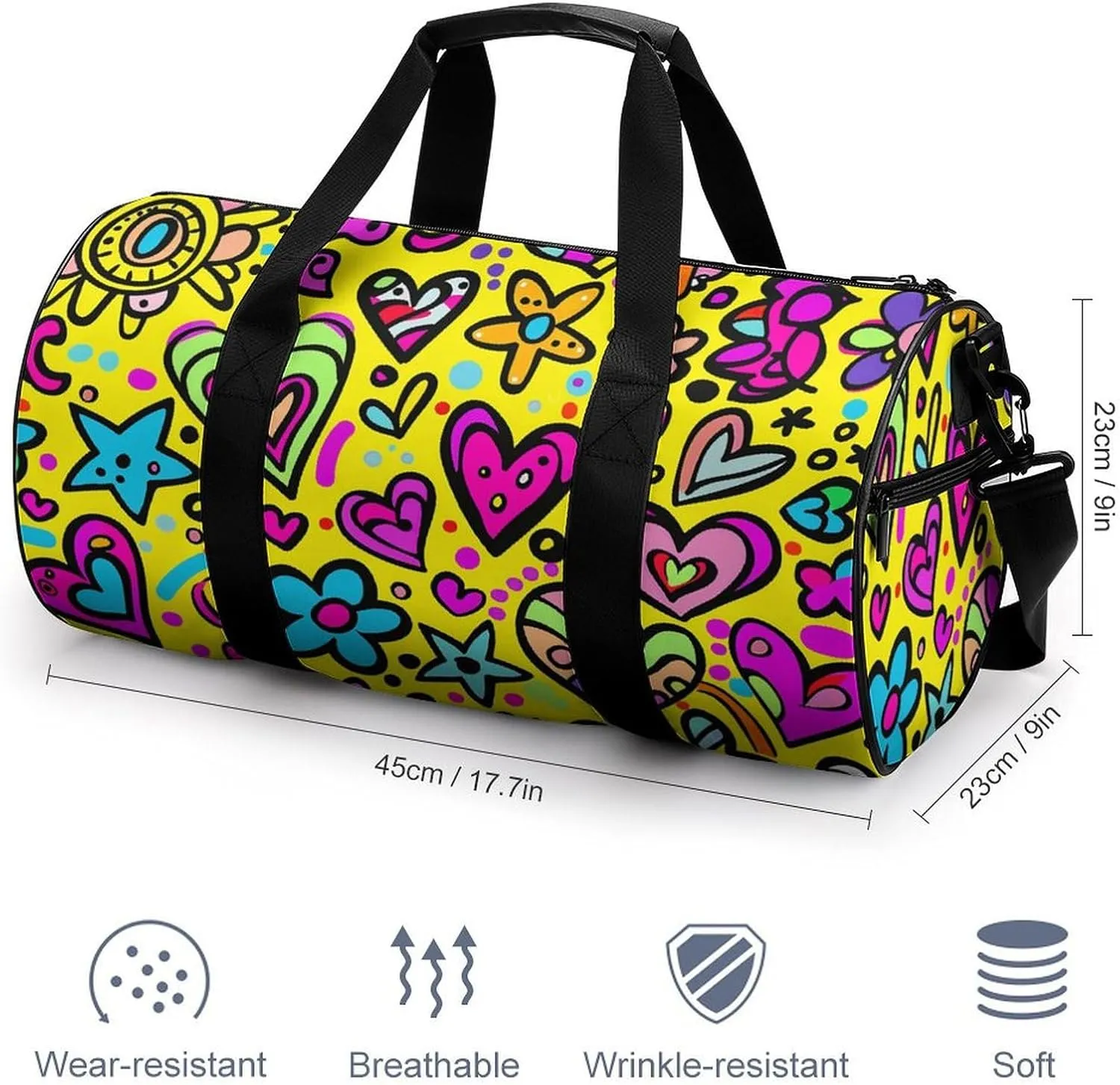 Sports Gym Bag for Women Men Travel Duffel Bag Swirls And Dots Weekender Bag Canvas Carry on Overnight Bag for Travel Swimming Fitness Workout Sports Duffle Bag