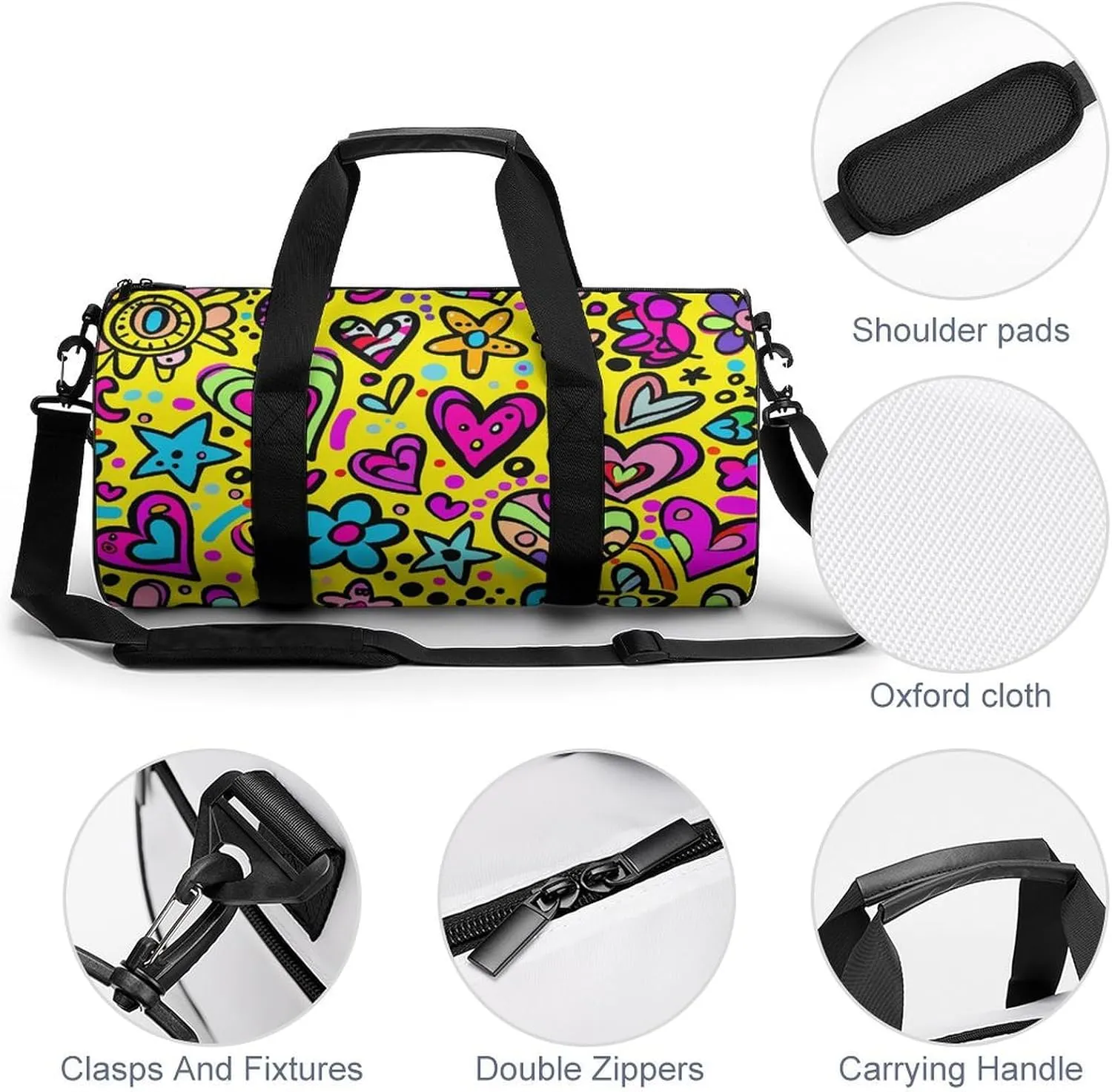 Sports Gym Bag for Women Men Travel Duffel Bag Swirls And Dots Weekender Bag Canvas Carry on Overnight Bag for Travel Swimming Fitness Workout Sports Duffle Bag