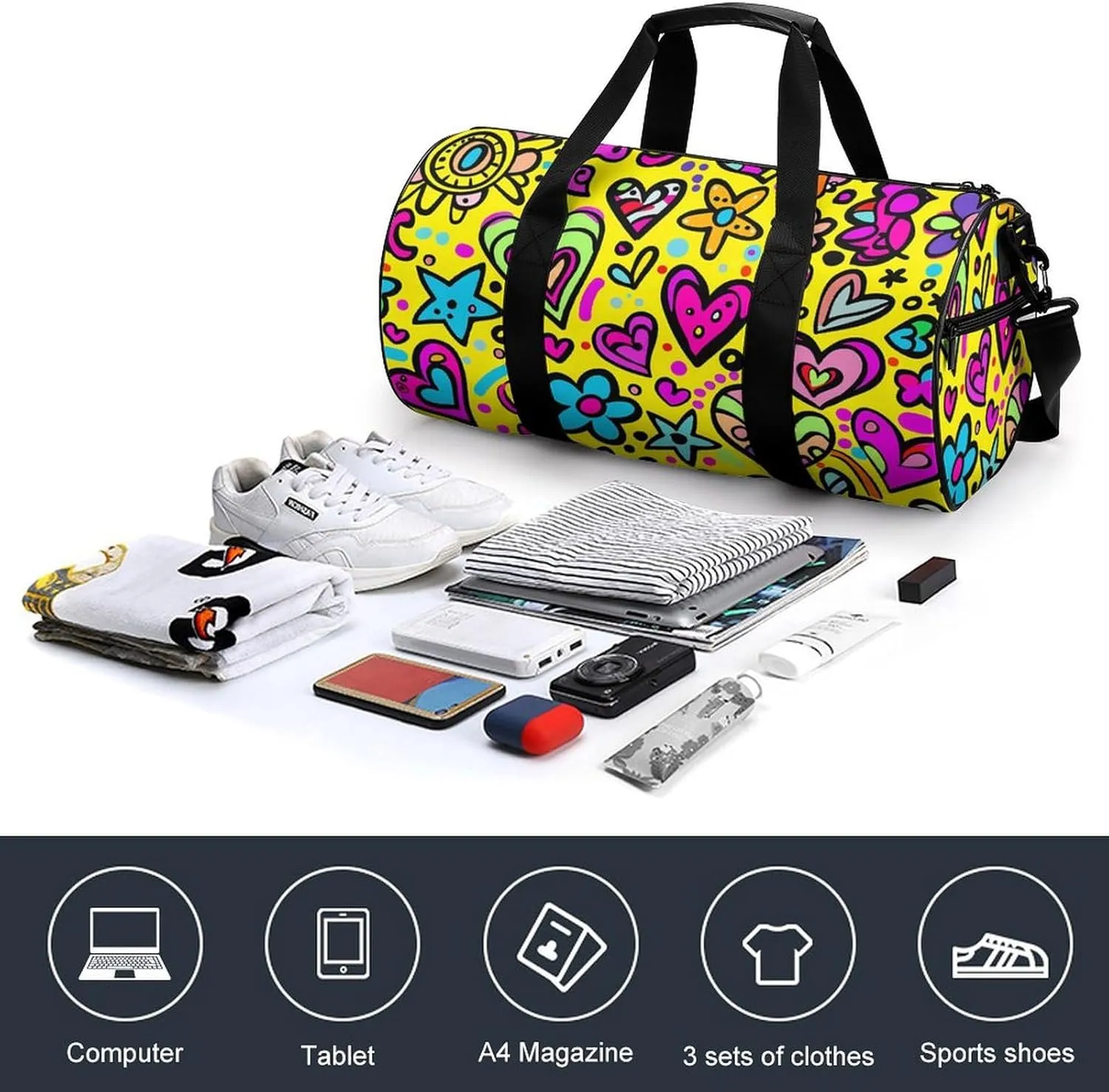 Sports Gym Bag for Women Men Travel Duffel Bag Swirls And Dots Weekender Bag Canvas Carry on Overnight Bag for Travel Swimming Fitness Workout Sports Duffle Bag