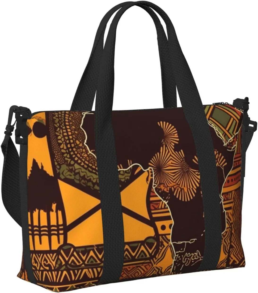 Sports Gym Bag for Women Men Travel Duffel Bag Tote African Map Ethnic Pattern Weekender Bag Canvas Carry on Overnight Bag for Travel Swimming Fitness Workout Sports Duffle Bag