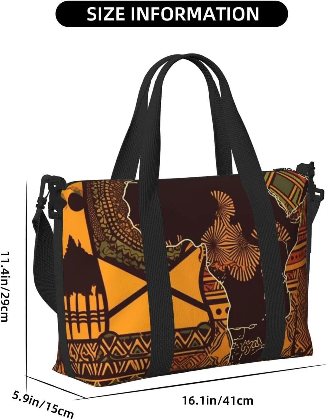 Sports Gym Bag for Women Men Travel Duffel Bag Tote African Map Ethnic Pattern Weekender Bag Canvas Carry on Overnight Bag for Travel Swimming Fitness Workout Sports Duffle Bag