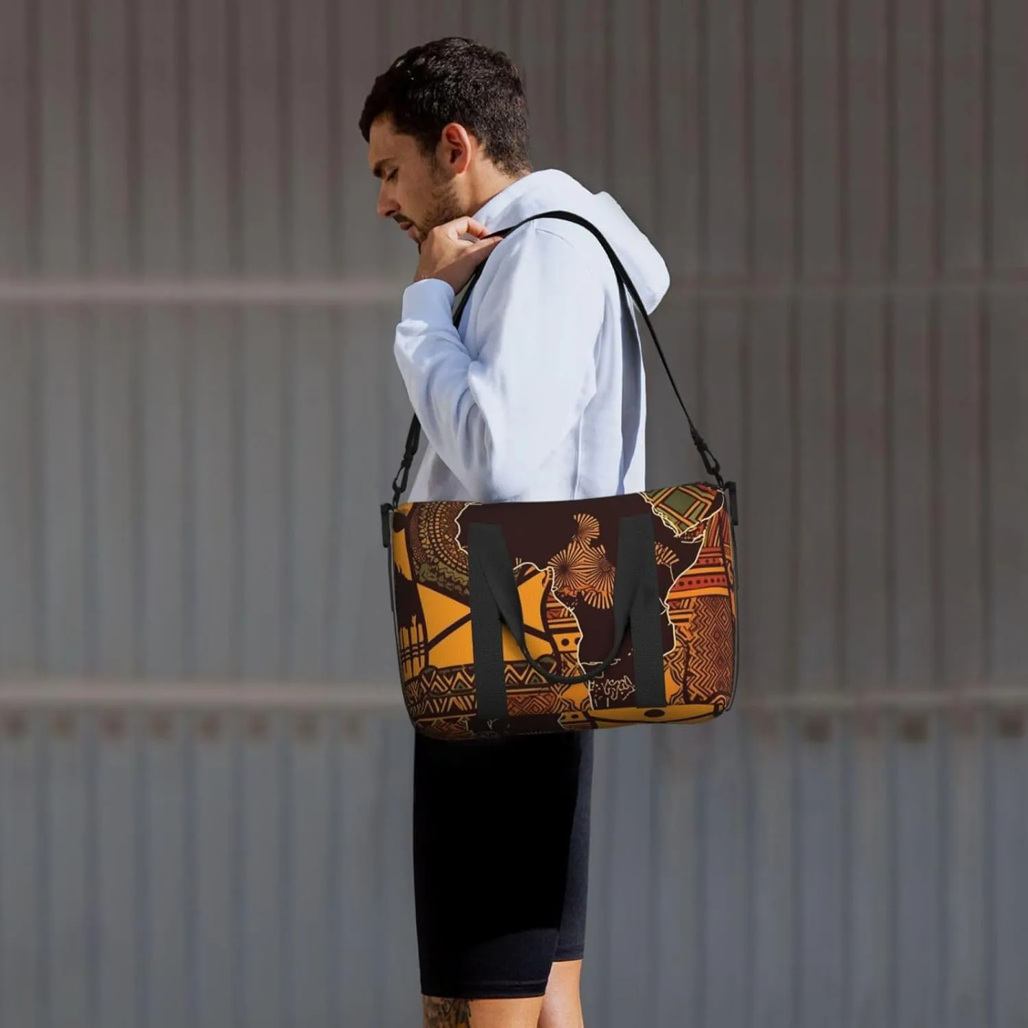 Sports Gym Bag for Women Men Travel Duffel Bag Tote African Map Ethnic Pattern Weekender Bag Canvas Carry on Overnight Bag for Travel Swimming Fitness Workout Sports Duffle Bag