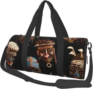 Sports Gym Bag for Women Men Travel Duffel Bag Tote African Ritual Ethnic Tribal Weekender Bag Canvas Carry on Overnight Bag for Travel Swimming Fitness Workout Sports Duffle Bag