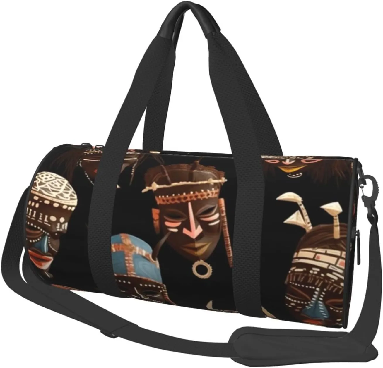 Sports Gym Bag for Women Men Travel Duffel Bag Tote African Ritual Ethnic Tribal Weekender Bag Canvas Carry on Overnight Bag for Travel Swimming Fitness Workout Sports Duffle Bag