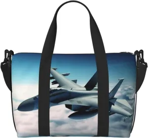 Sports Gym Bag for Women Men Travel Duffel Bag Tote Aircraft Fighter Jets Weekender Bag Canvas Carry on Overnight Bag for Travel Swimming Fitness Workout Sports Duffle Bag