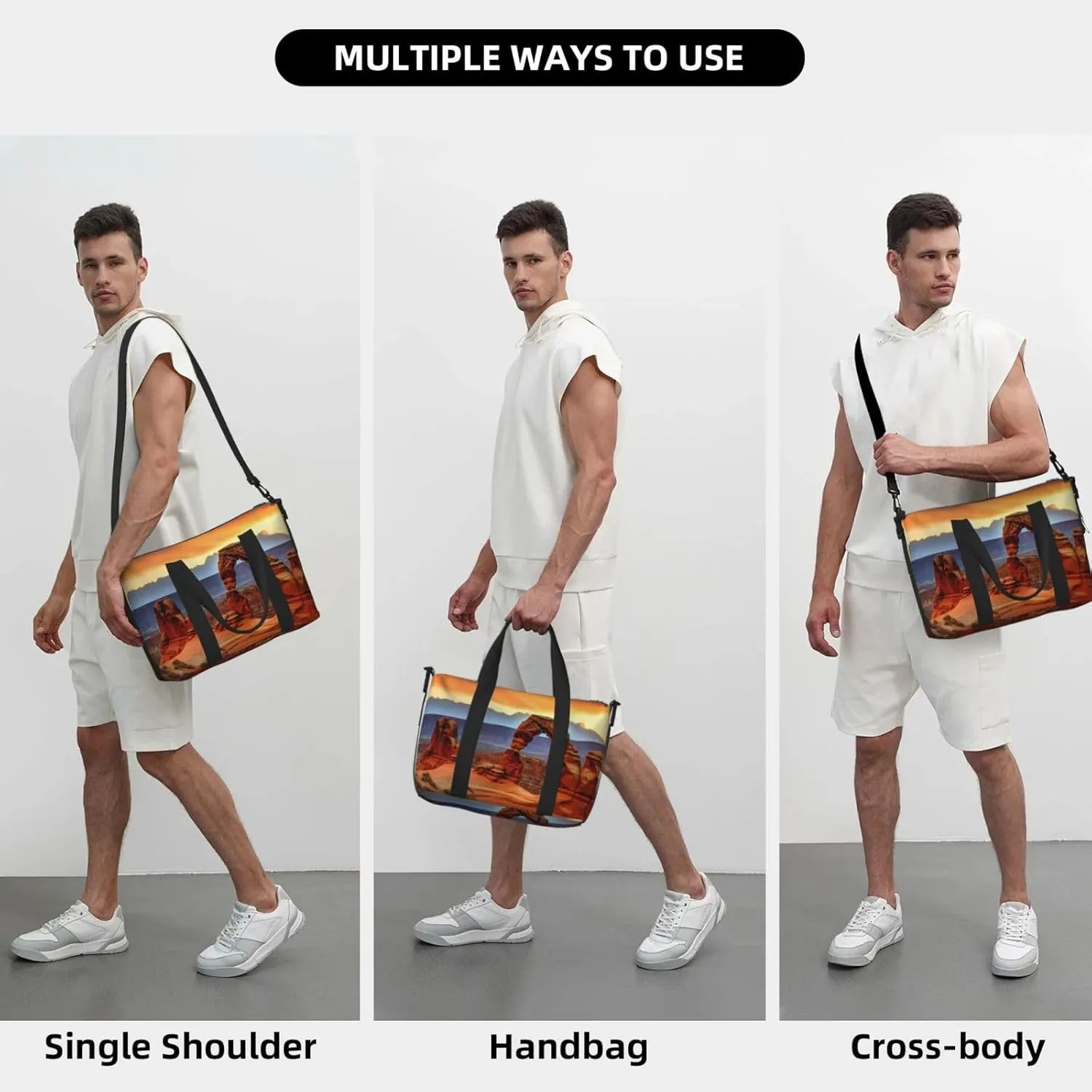 Sports Gym Bag for Women Men Travel Duffel Bag Tote Arches National Park Weekender Bag Canvas Carry on Overnight Bag for Travel Swimming Fitness Workout Sports Duffle Bag