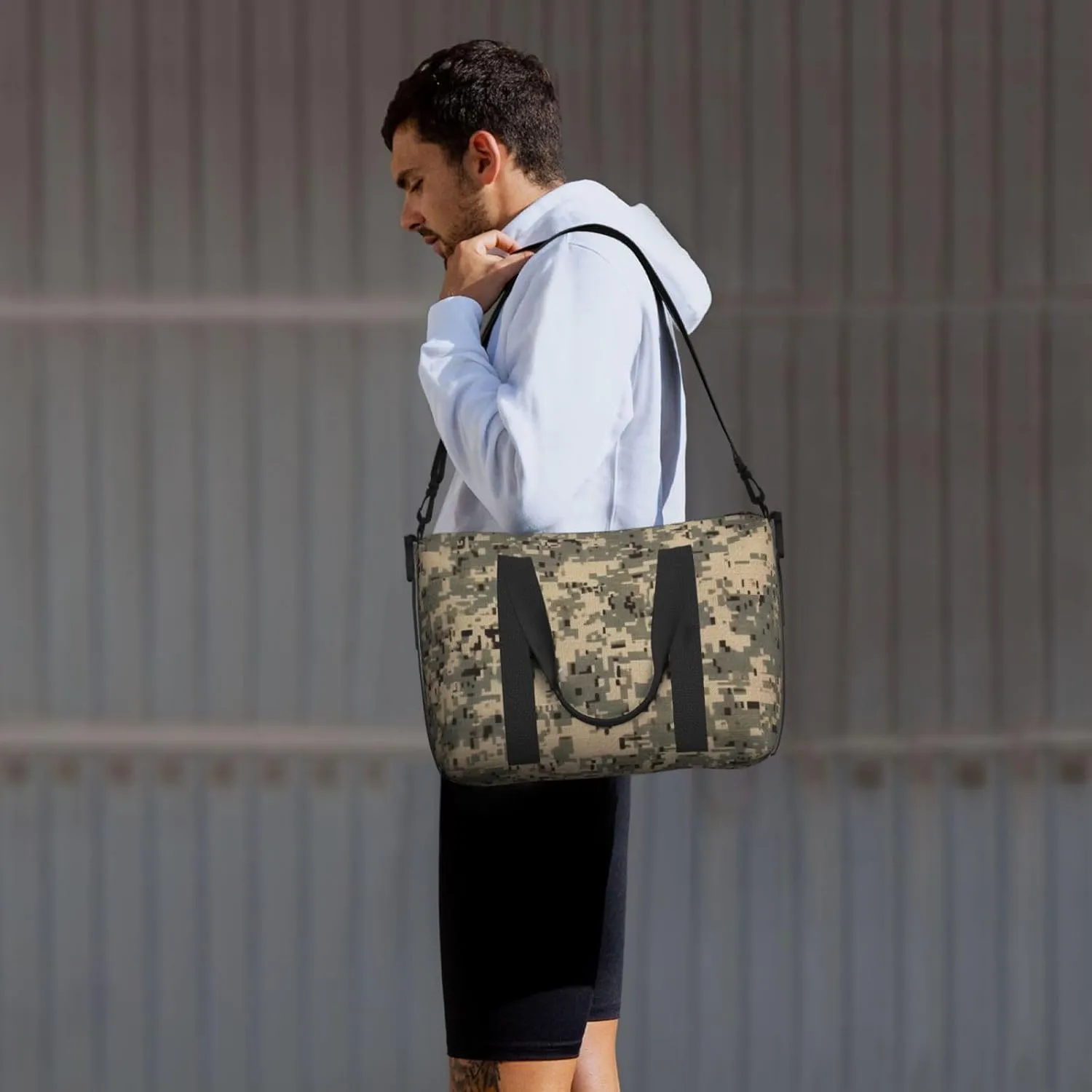 Sports Gym Bag for Women Men Travel Duffel Bag Tote Army Digital Camouflage Weekender Bag Canvas Carry on Overnight Bag for Travel Swimming Fitness Workout Sports Duffle Bag