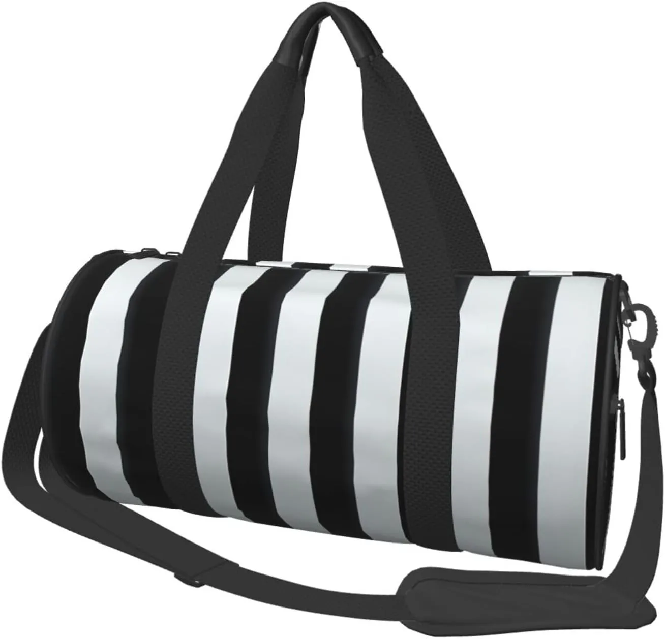 Sports Gym Bag for Women Men Travel Duffel Bag Tote Black and-White Stripes Weekender Bag Canvas Carry on Overnight Bag for Travel Swimming Fitness Workout Sports Duffle Bag