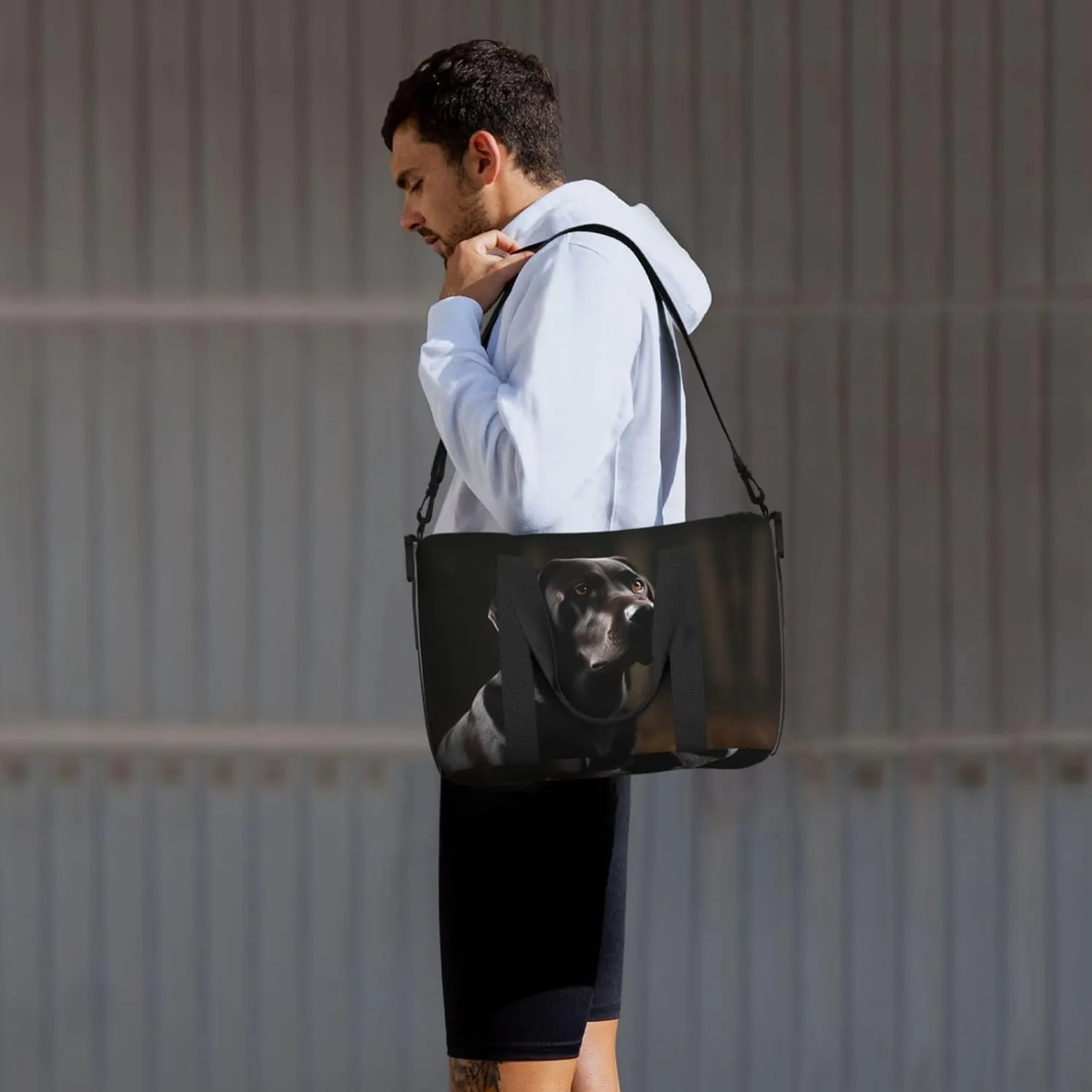 Sports Gym Bag for Women Men Travel Duffel Bag Tote Black Labrador Weekender Bag Canvas Carry on Overnight Bag for Travel Swimming Fitness Workout Sports Duffle Bag