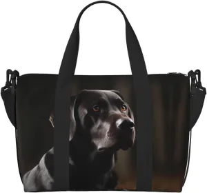 Sports Gym Bag for Women Men Travel Duffel Bag Tote Black Labrador Weekender Bag Canvas Carry on Overnight Bag for Travel Swimming Fitness Workout Sports Duffle Bag