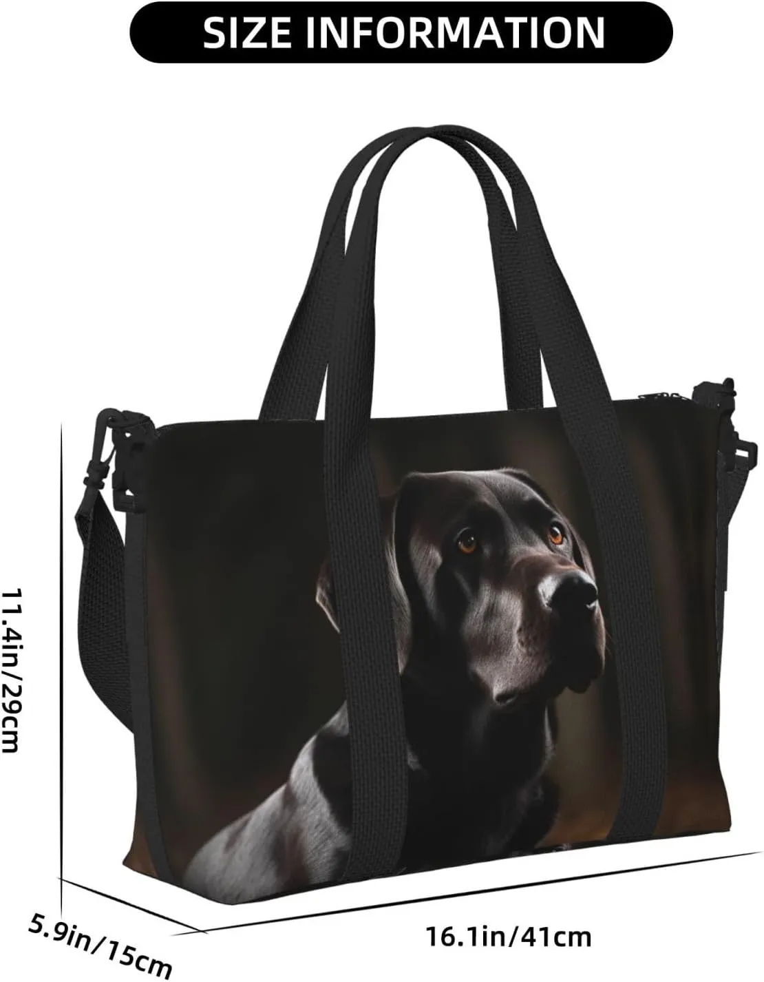 Sports Gym Bag for Women Men Travel Duffel Bag Tote Black Labrador Weekender Bag Canvas Carry on Overnight Bag for Travel Swimming Fitness Workout Sports Duffle Bag