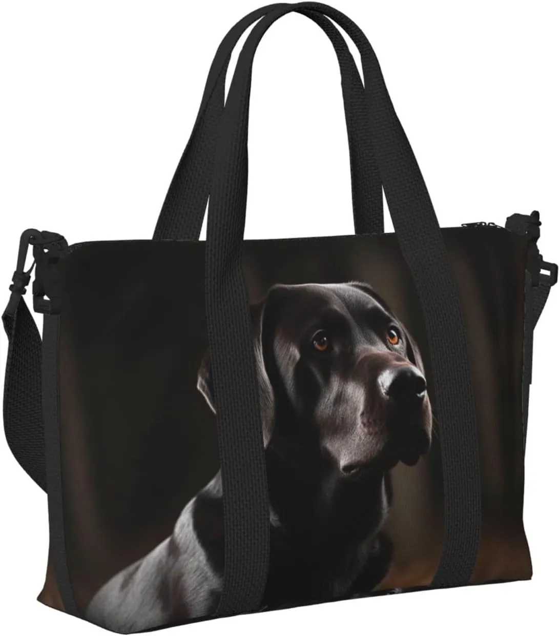 Sports Gym Bag for Women Men Travel Duffel Bag Tote Black Labrador Weekender Bag Canvas Carry on Overnight Bag for Travel Swimming Fitness Workout Sports Duffle Bag