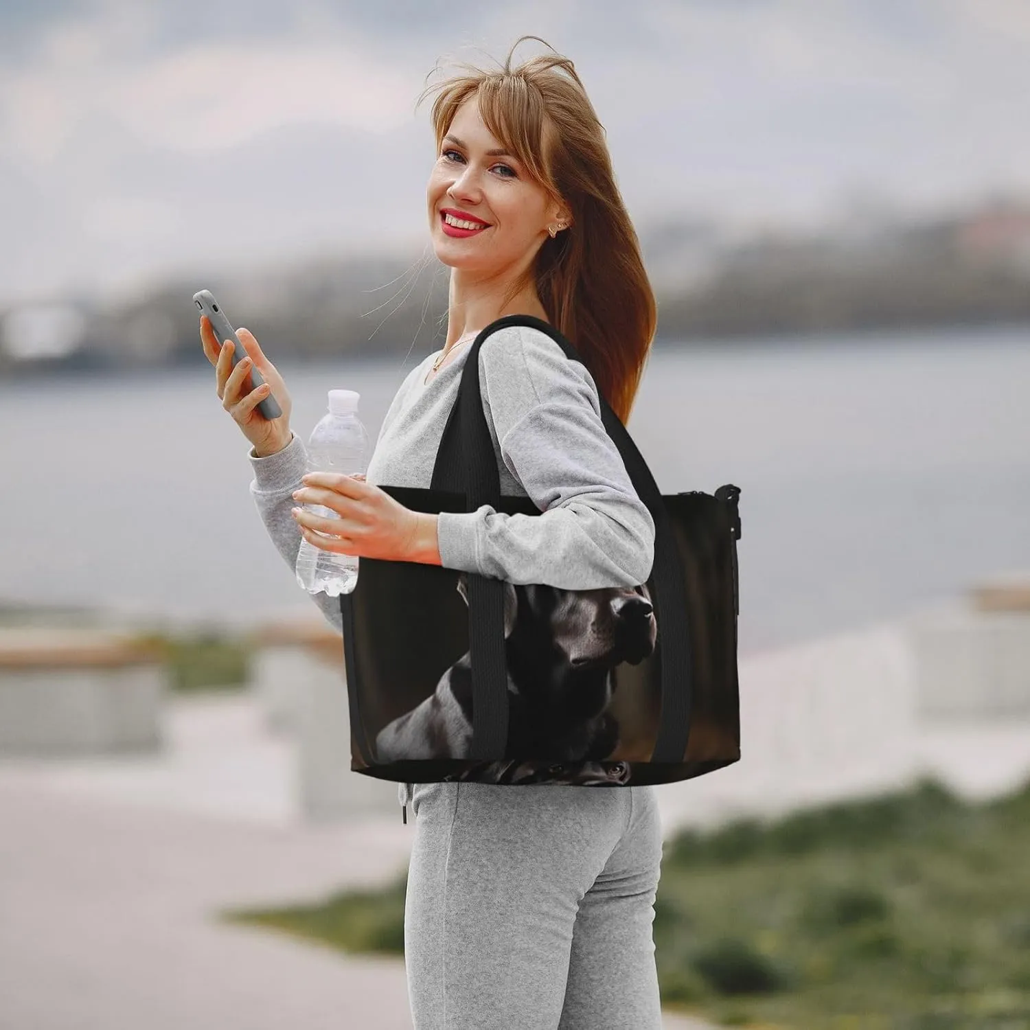 Sports Gym Bag for Women Men Travel Duffel Bag Tote Black Labrador Weekender Bag Canvas Carry on Overnight Bag for Travel Swimming Fitness Workout Sports Duffle Bag