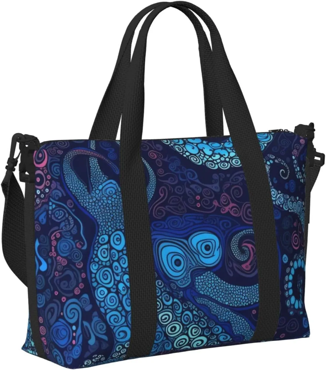 Sports Gym Bag for Women Men Travel Duffel Bag Tote Blue Octopus Weekender Bag Canvas Carry on Overnight Bag for Travel Swimming Fitness Workout Sports Duffle Bag