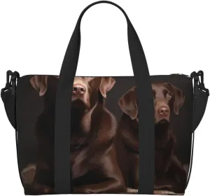 Sports Gym Bag for Women Men Travel Duffel Bag Tote Brown Labrador Retriever Weekender Bag Canvas Carry on Overnight Bag for Travel Swimming Fitness Workout Sports Duffle Bag
