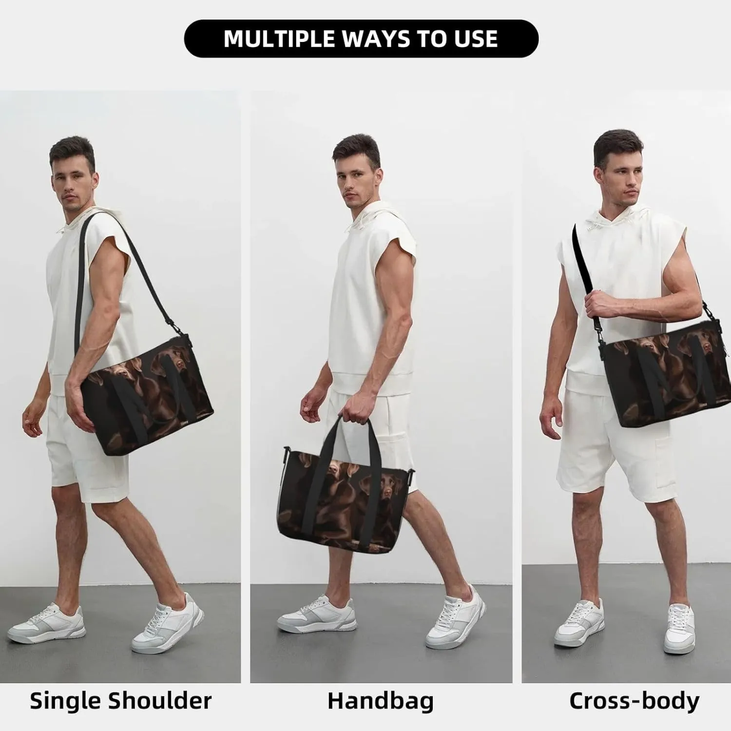 Sports Gym Bag for Women Men Travel Duffel Bag Tote Brown Labrador Retriever Weekender Bag Canvas Carry on Overnight Bag for Travel Swimming Fitness Workout Sports Duffle Bag
