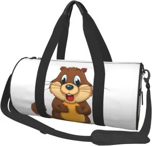 Sports Gym Bag for Women Men Travel Duffel Bag Tote Cartoon animated beaver Weekender Bag Canvas Carry on Overnight Bag for Travel Swimming Fitness Workout Sports Duffle Bag