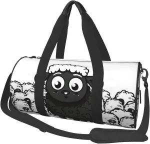 Sports Gym Bag for Women Men Travel Duffel Bag Tote Cartoon Black White Sheep Weekender Bag Canvas Carry on Overnight Bag for Travel Swimming Fitness Workout Sports Duffle Bag