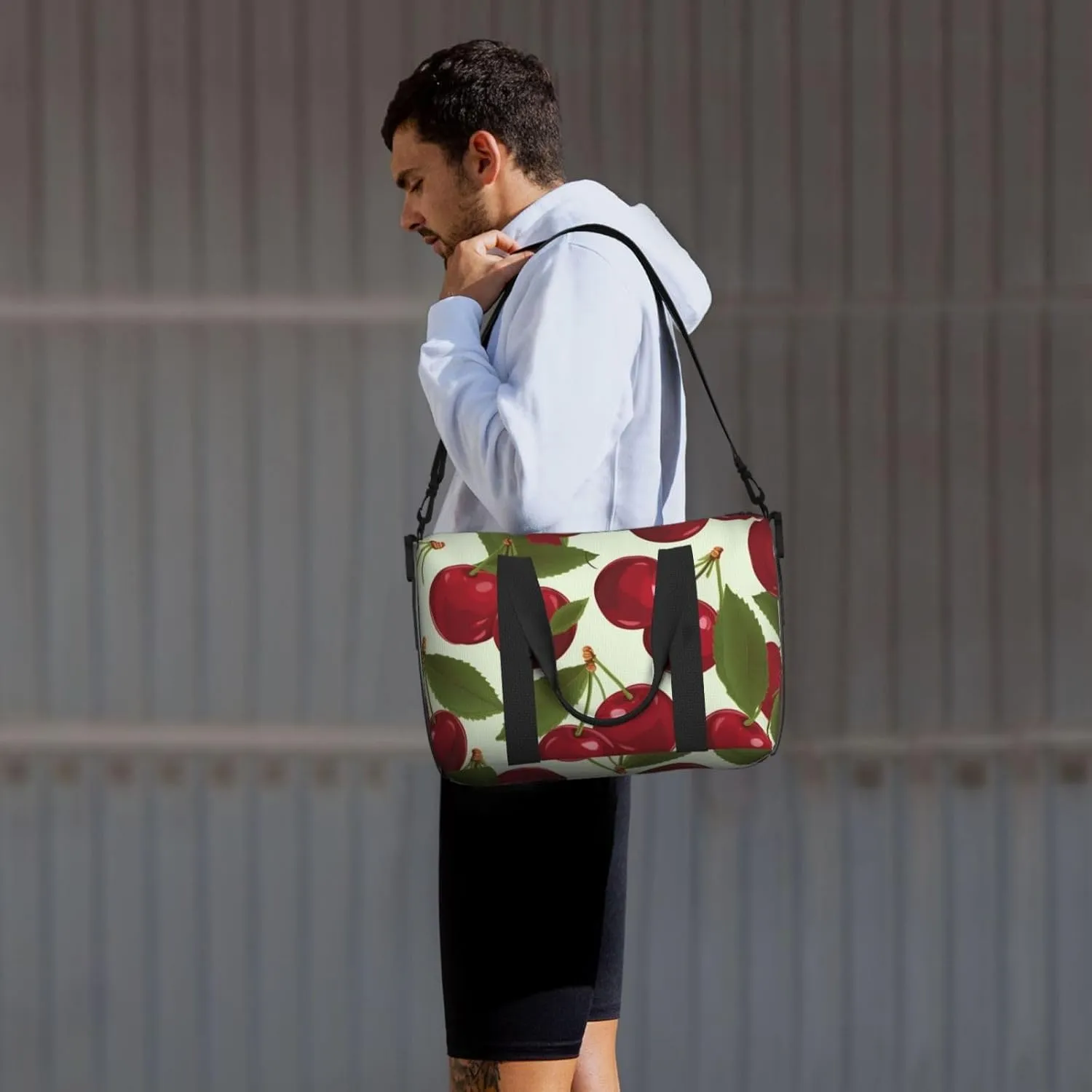 Sports Gym Bag for Women Men Travel Duffel Bag Tote Cherry fruit Weekender Bag Canvas Carry on Overnight Bag for Travel Swimming Fitness Workout Sports Duffle Bag