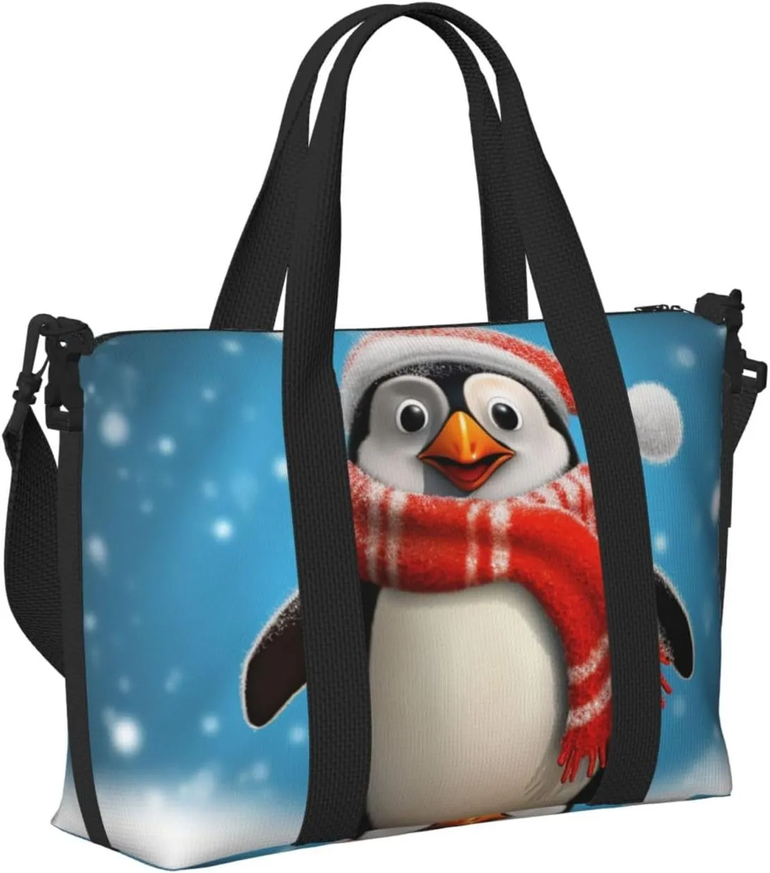 Sports Gym Bag for Women Men Travel Duffel Bag Tote Christmas Funny Penguin Weekender Bag Canvas Carry on Overnight Bag for Travel Swimming Fitness Workout Sports Duffle Bag