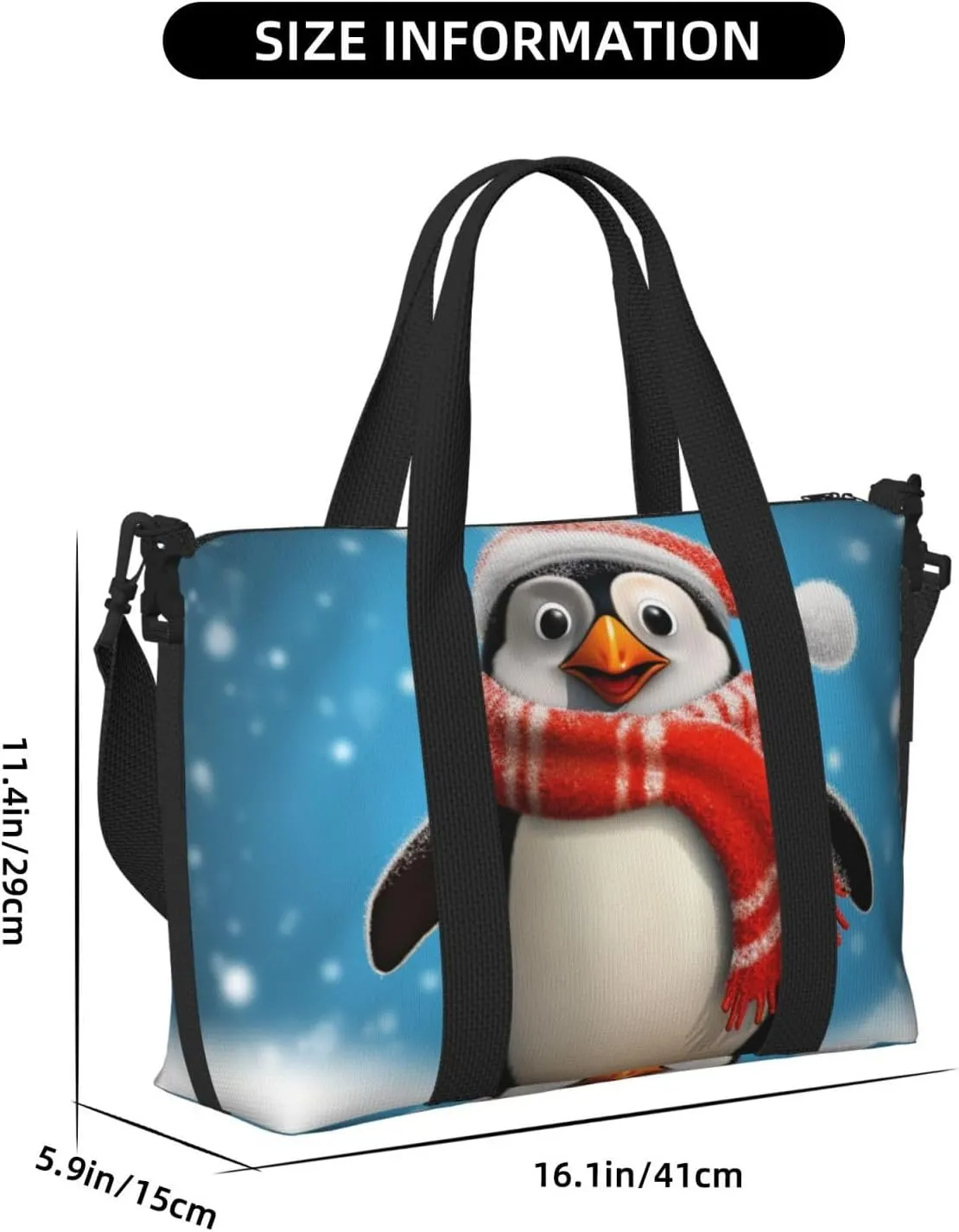 Sports Gym Bag for Women Men Travel Duffel Bag Tote Christmas Funny Penguin Weekender Bag Canvas Carry on Overnight Bag for Travel Swimming Fitness Workout Sports Duffle Bag