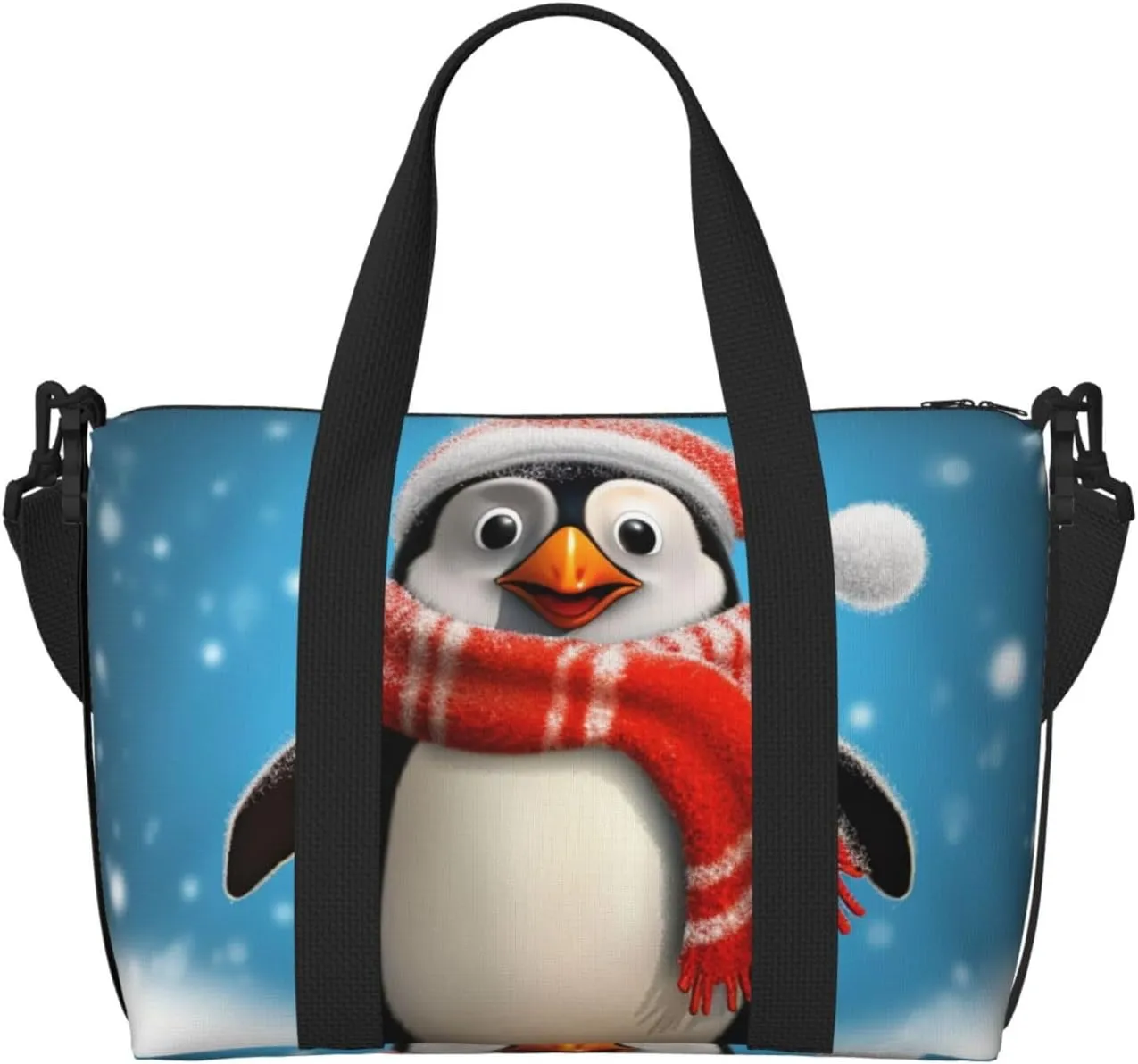 Sports Gym Bag for Women Men Travel Duffel Bag Tote Christmas Funny Penguin Weekender Bag Canvas Carry on Overnight Bag for Travel Swimming Fitness Workout Sports Duffle Bag