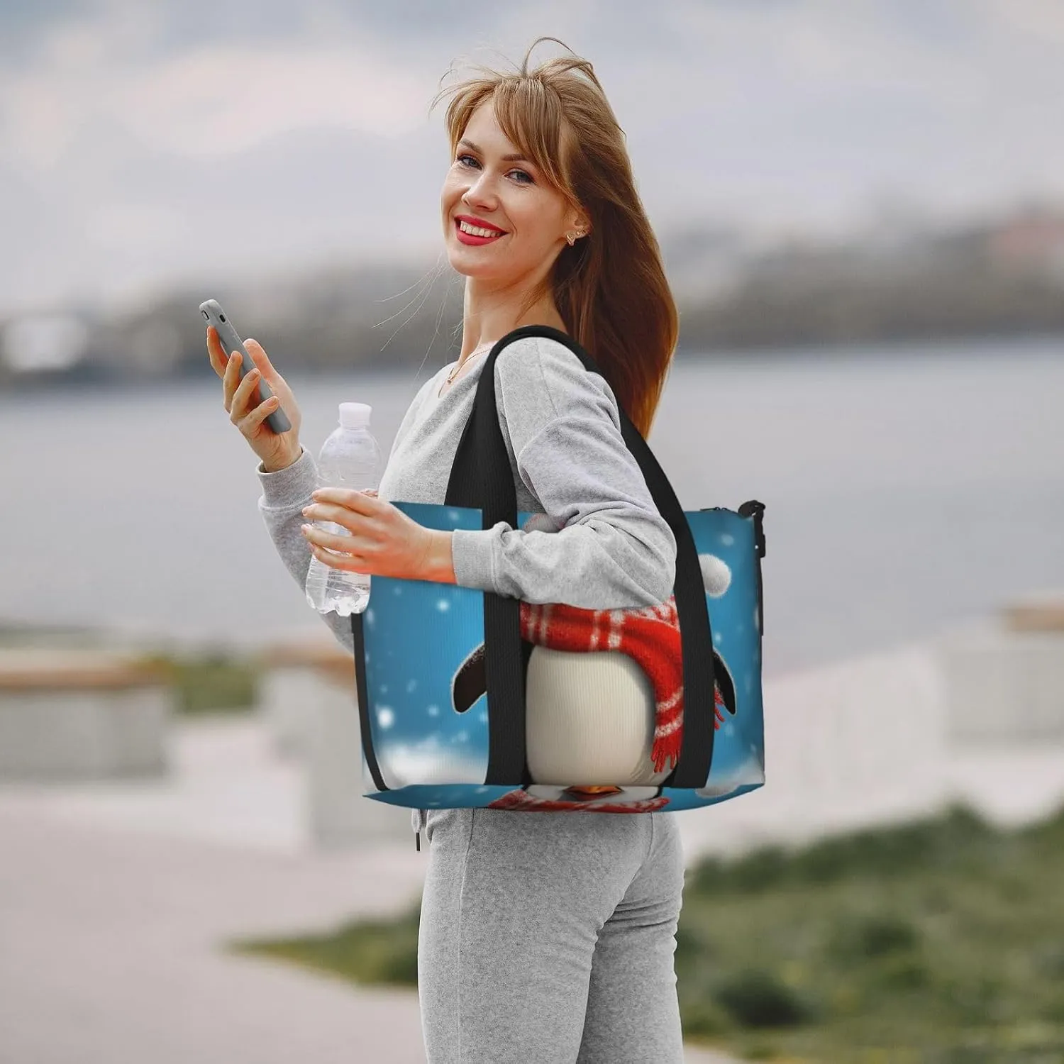 Sports Gym Bag for Women Men Travel Duffel Bag Tote Christmas Funny Penguin Weekender Bag Canvas Carry on Overnight Bag for Travel Swimming Fitness Workout Sports Duffle Bag