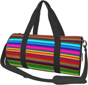 Sports Gym Bag for Women Men Travel Duffel Bag Tote Colorful Mexican Stripes Weekender Bag Canvas Carry on Overnight Bag for Travel Swimming Fitness Workout Sports Duffle Bag