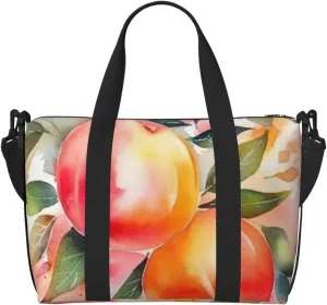 Sports Gym Bag for Women Men Travel Duffel Bag Tote Colorful Peach Watercolor Design Weekender Bag Canvas Carry on Overnight Bag for Travel Swimming Fitness Workout Sports Duffle Bag