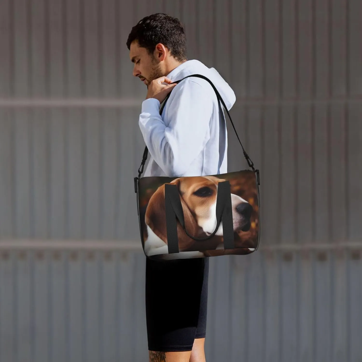 Sports Gym Bag for Women Men Travel Duffel Bag Tote Cute Beagle Weekender Bag Canvas Carry on Overnight Bag for Travel Swimming Fitness Workout Sports Duffle Bag