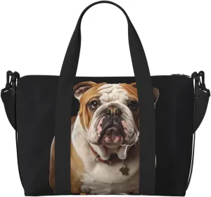 Sports Gym Bag for Women Men Travel Duffel Bag Tote English-Bulldog Weekender Bag Canvas Carry on Overnight Bag for Travel Swimming Fitness Workout Sports Duffle Bag