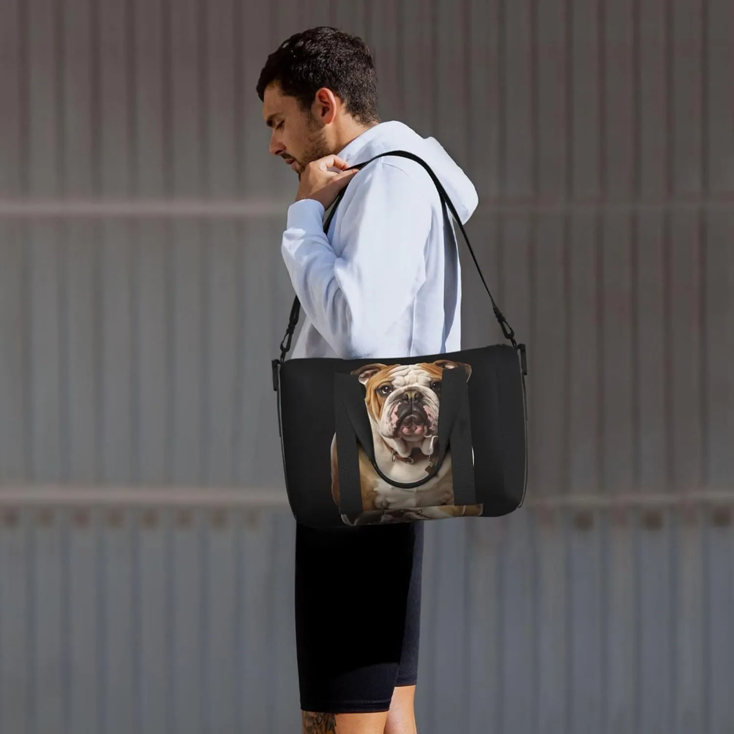 Sports Gym Bag for Women Men Travel Duffel Bag Tote English-Bulldog Weekender Bag Canvas Carry on Overnight Bag for Travel Swimming Fitness Workout Sports Duffle Bag