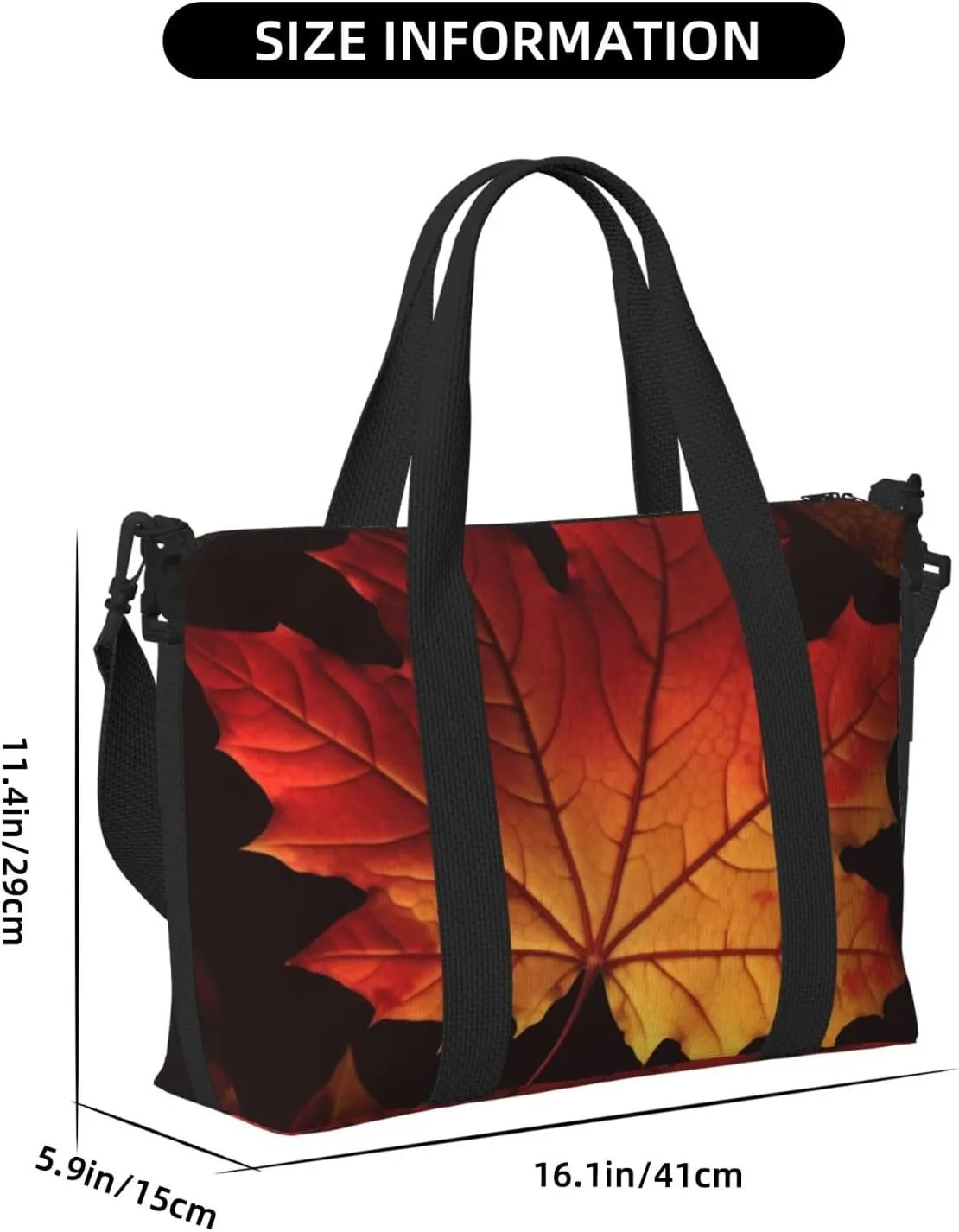 Sports Gym Bag for Women Men Travel Duffel Bag Tote Fall Autumn Leaves Weekender Bag Canvas Carry on Overnight Bag for Travel Swimming Fitness Workout Sports Duffle Bag