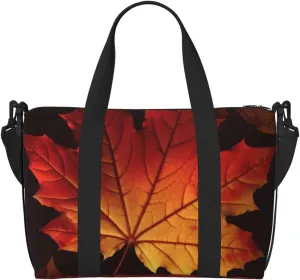 Sports Gym Bag for Women Men Travel Duffel Bag Tote Fall Autumn Leaves Weekender Bag Canvas Carry on Overnight Bag for Travel Swimming Fitness Workout Sports Duffle Bag