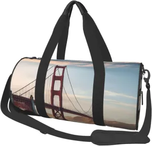 Sports Gym Bag for Women Men Travel Duffel Bag Tote Golden Gate Bridge Weekender Bag Canvas Carry on Overnight Bag for Travel Swimming Fitness Workout Sports Duffle Bag