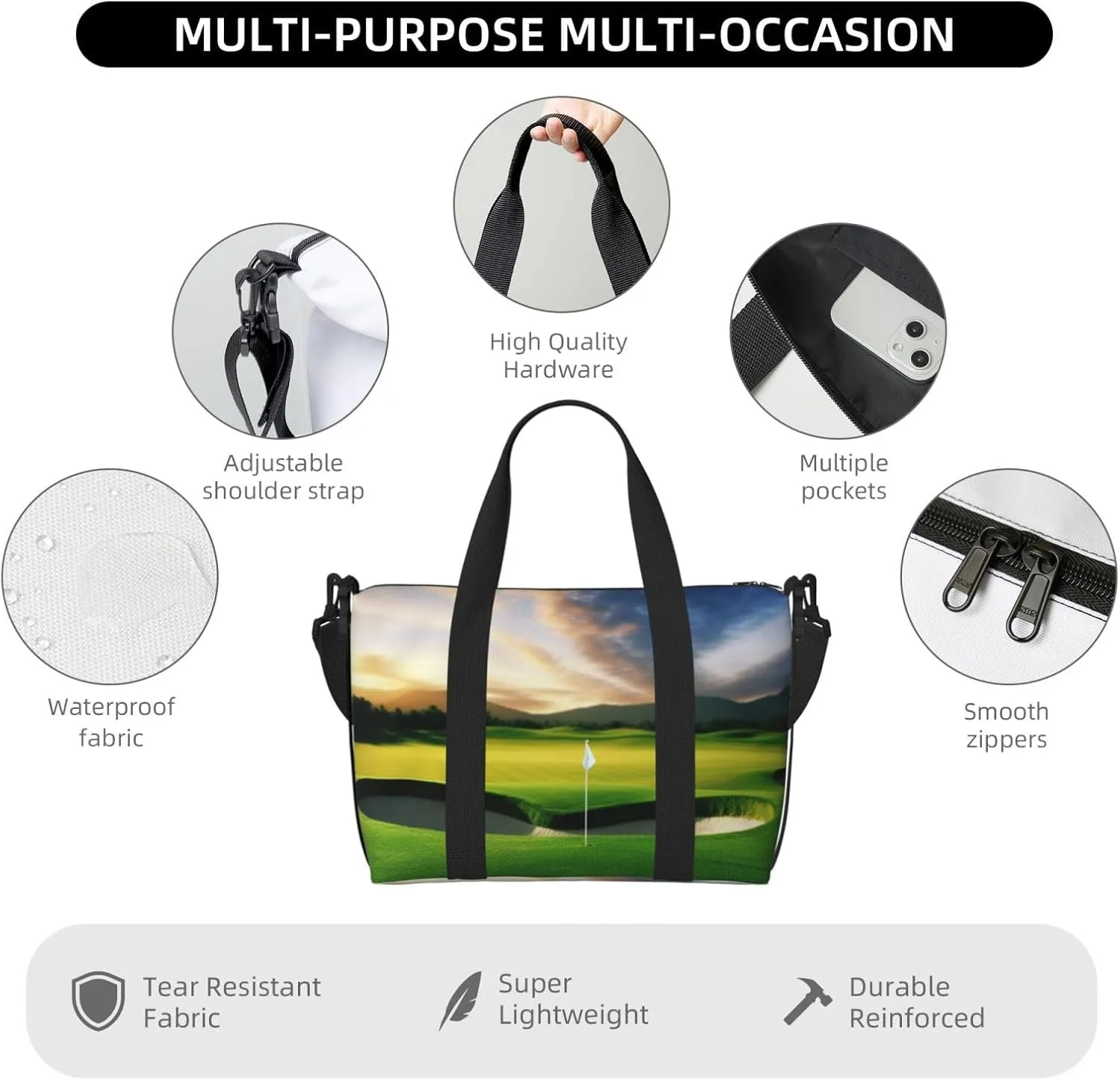 Sports Gym Bag for Women Men Travel Duffel Bag Tote Golf Course Weekender Bag Canvas Carry on Overnight Bag for Travel Swimming Fitness Workout Sports Duffle Bag