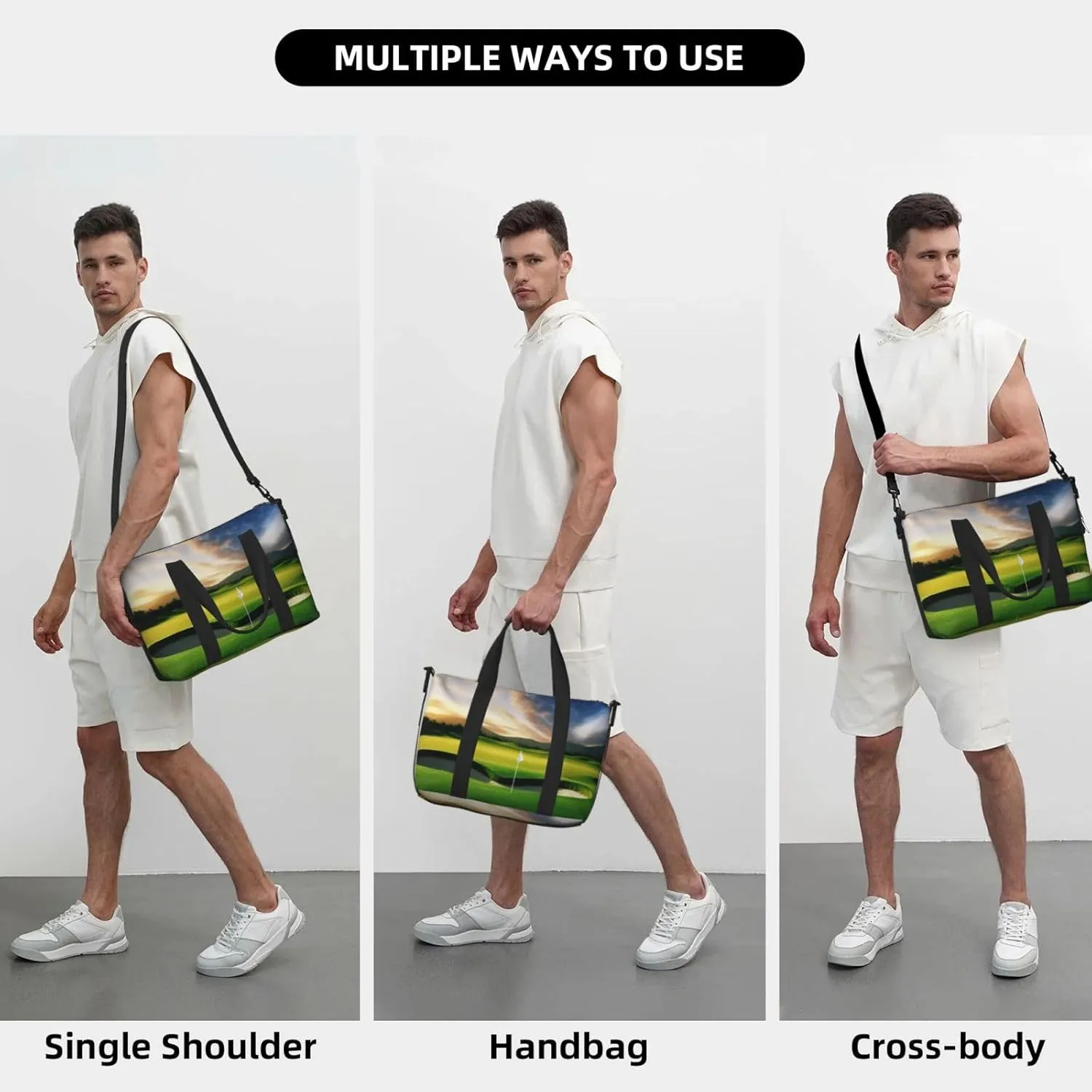 Sports Gym Bag for Women Men Travel Duffel Bag Tote Golf Course Weekender Bag Canvas Carry on Overnight Bag for Travel Swimming Fitness Workout Sports Duffle Bag