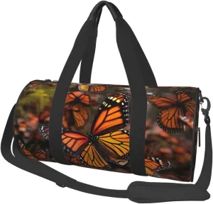 Sports Gym Bag for Women Men Travel Duffel Bag Tote Monarch butterflies Weekender Bag Canvas Carry on Overnight Bag for Travel Swimming Fitness Workout Sports Duffle Bag