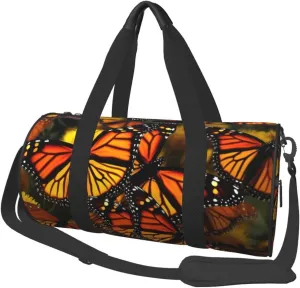 Sports Gym Bag for Women Men Travel Duffel Bag Tote Monarch Butterflies Weekender Bag Canvas Carry on Overnight Bag for Travel Swimming Fitness Workout Sports Duffle Bag