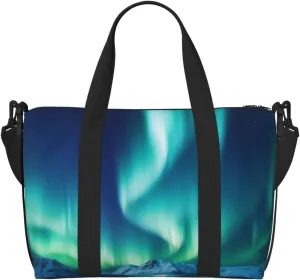 Sports Gym Bag for Women Men Travel Duffel Bag Tote Northern Lights Weekender Bag Canvas Carry on Overnight Bag for Travel Swimming Fitness Workout Sports Duffle Bag